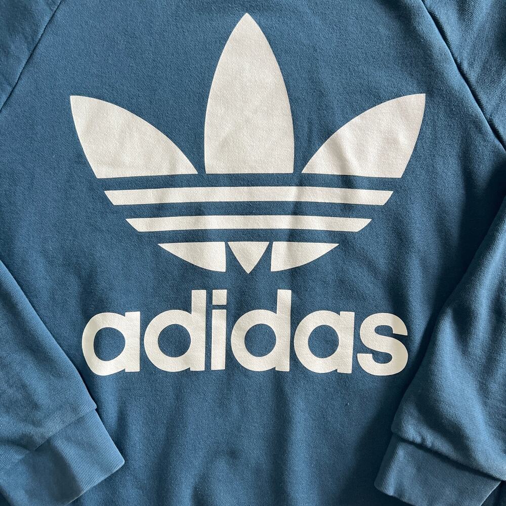 Vintage Adidas Originals Trefoil Sweatshirt Blue Oversized Crewneck Women’s L - Picture 4 of 10